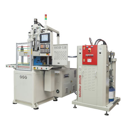Machine de moulage par injection LSR à double glissement verticale pour bouchons en caoutchouc de type T